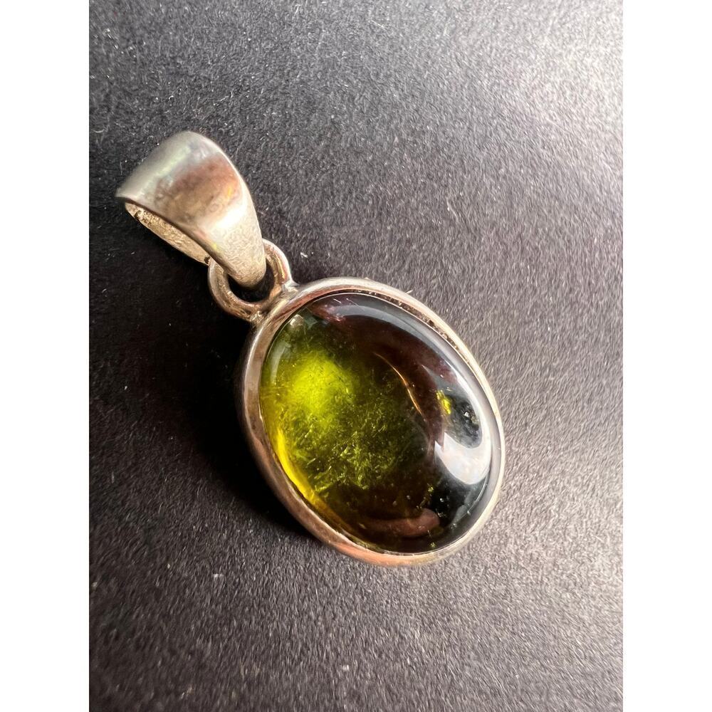 NEW Green with pink tourmaline sterling silver pendant 2.34 grams